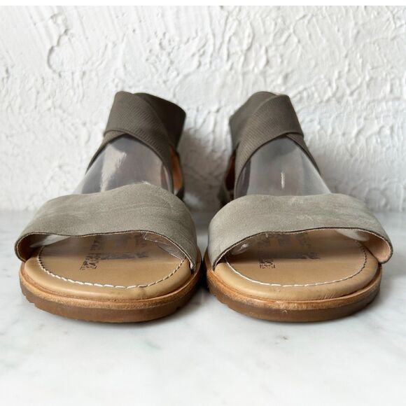 Sorel Ella Olive Green Leather/Elastic Strap Sandals - Women's Size 8.5 - Picture 4 of 8